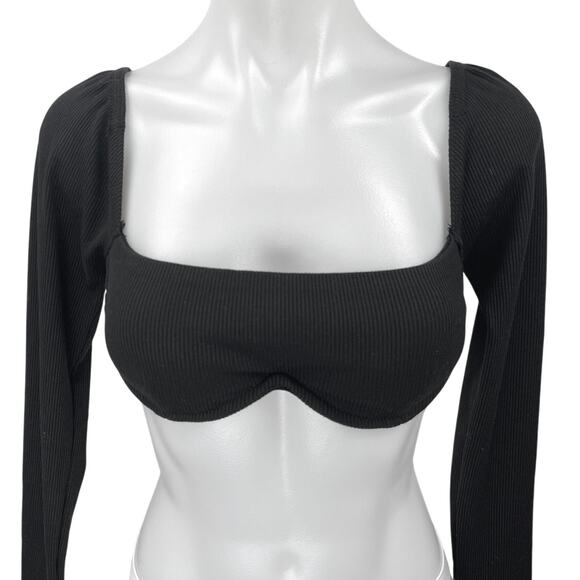 Princess Polly Becca Women's Black Long Sleeve Rib Knit Crop Sweater Top Size 4 - Picture 3 of 5